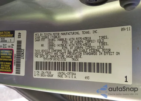2012 Toyota Tundra Grade 5.7L V8 from USA, damaged, VIN 5TFUY5F18CX213152